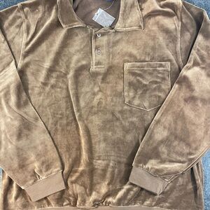 Vintage John Blair Brown Velour Long Sleeve Shirt